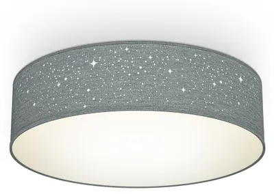 Image de B.K.Licht plafonnier tissu gris avecReproduction étoile, éclairage plafond chambre, salon, salle à manger, 2 douilles E27 pour ampoules de 40W max, Ø38cm