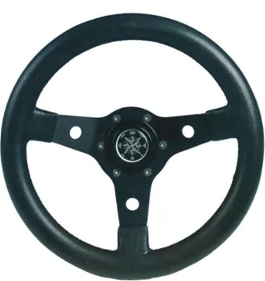 Immagine prodotto di Volante Allpa Delfino a 3 razze in alluminio nero con bordo in vinile nero, A=340 mm, B=95 mm