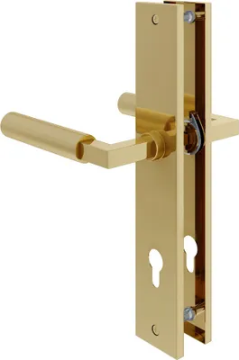 Produktbild von Baustil Türdrücker Lübeck Langschildgarnitur Messing Optik 245x45mm Schildgarnitur Profilzylinder