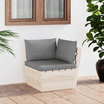 Produktbild von Garten-Paletten-Ecksofa mit Kissen, Garten Loungemöbel, Lounge Sofa Outdoor, Gartensofa, Gartenlounge, Balkon Set Möbel, Imprägniertes Fichtenholz