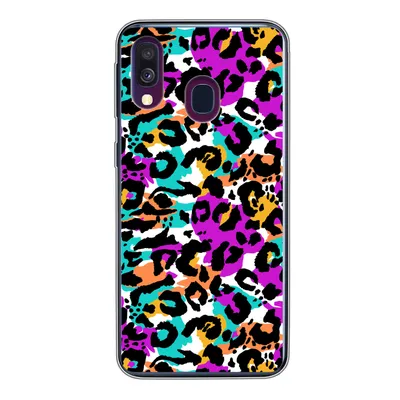 Produktbild von MuchoWow® Handyhülle Schutzhülle Hülle für Samsung Galaxy A40 Pantherdruck - Regenbogen - Weiß Silikon Softcase Handy Hülle - Handy-Tasche