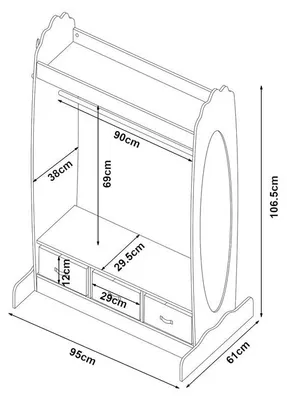 Obrázok produktu pre Kinderkast – komoda, úložná skrinka, skrinka na hračky a zásuvková komoda z MDF, s 3 úložnými boxami, rozmer 107x95x61 cm