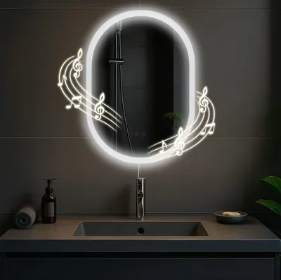 Produktbild von Badezimmerspiegel mit Bluetooth – Wandspiegel – LED-Beleuchtung und Anti-Kondensationsfunktion