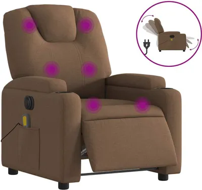 Image de vidaXL Fauteuil de massage électrique Marron Tissu