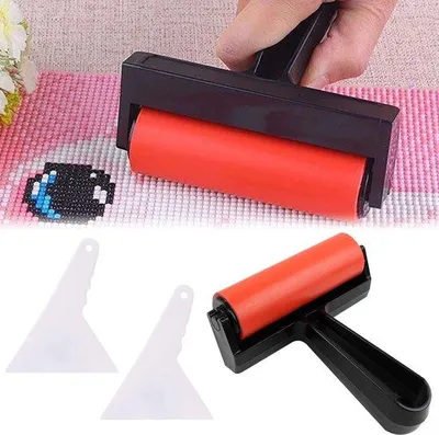 Image de Rouleau de peinture Diamant avec 2 raclettes, bricolage, pour enfants et adultes