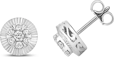 Productafbeelding van Oorbellen voor dames, witgoud 375/1000, met een briljant van 0.35 karaat, kleur H, zuiverheid I1-I2, afmetingen 8mm x 8mm; artikelnummer TRS353749KW