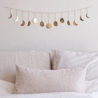 Produktbild von Mondphasen Wanddekoration | handgefertigte Metallteile | Boho Wandaccessoires | Mondphasen Wandkunst | Mondphasen Wandhängend