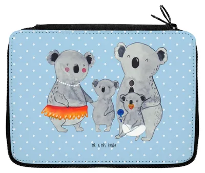 Produktbild von Mr. & Mrs. Panda Federmappe Koala Familie - Blau Pastell - Geschenk, Kinder, Schreibmappe, Schlampermäppchen, Federmäppchen, Mama, Schüleretui, Mäppchen, Muttertag