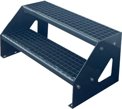 Obrázek produktu pro Mřížové ocelové volně stojící schody 2 stupně Pozinkované a antracitově práškově lakované - (d x š x v) 44 cm x 100 cm x 38 cm
