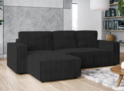 Produktbild von AX LIVING Ecksofa L Form Aydin Cord Schlafsofa Dunkelgrau 258 cm