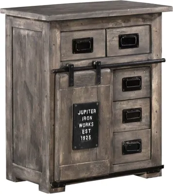 Image de MASSIVMOEBEL24 | Commode 70x45 Manguier laqué Gris RAILWAY #211