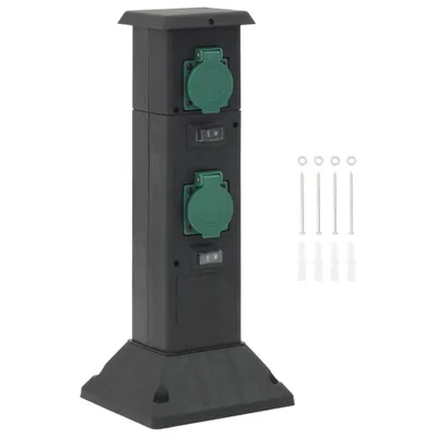 Image de Colonne de prise d'extérieur à 4 voies noir vert 16x16x39,5 cm