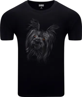 Produktbild von Diarbo Herren T-Shirt mit Tierliebhaber Druck Yorkshire Kopf Schwarz Gr.M