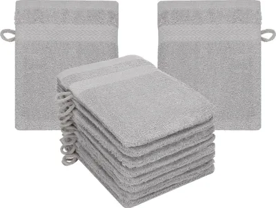 Produktbild von Betz 10 Stück Waschhandschuhe 16x21 cm PREMIUM 100% Baumwolle  Farbe: silber
