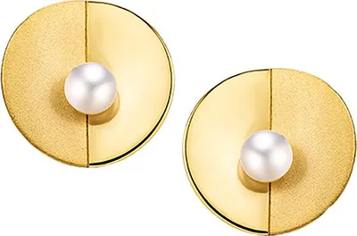 Image de Boucles d'oreilles en argent avec des perles dorées