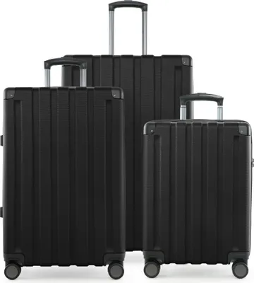 Produktbild von HAUPTSTADTKOFFER Q-Damm - Kofferset 3-teilig, Gepäck-Set (S+M+L) Koffer Hartschale robust, 4 Rollen Erweiterung, Handgepäck & check-in Trolley-Set, TSA-Schloss,Schwarz