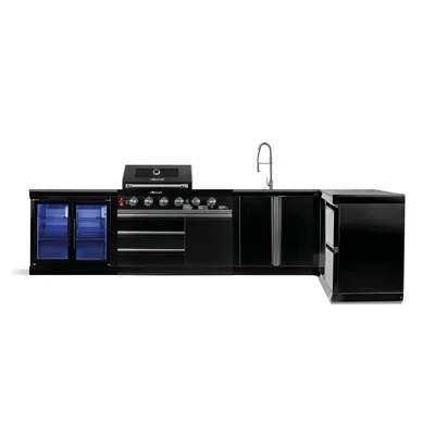 Obrázok produktu pre GORILLER® BLACKBACK XL3 vonkajšia kuchyňa, plynový gril s dvojitou chladničkou, drezom, extra pracovnou doskou, úložným priestorom, rohová, nerezová oceľ, čierna
