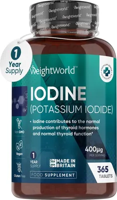 Image de Complément alimentaire pour soutenir la thyroïde WeightWorld Iodine, 365 comprimés