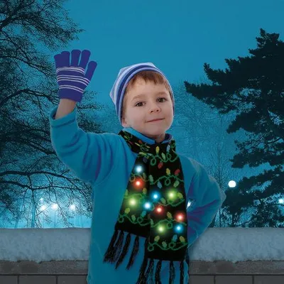 Zdjęcie produktu dla Świąteczny szal - 100 cm - z podświetleniem LED, zasilany bateriami, kolor czarny