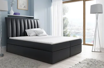 Produktbild von Kaspis Kontinentales Bett aus schwarzem  120 + Gratis-Topper