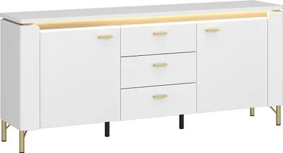 Produktbild von Lowboard 155 cm in weiß mit goldfarbenen Akzenten LUKA-129