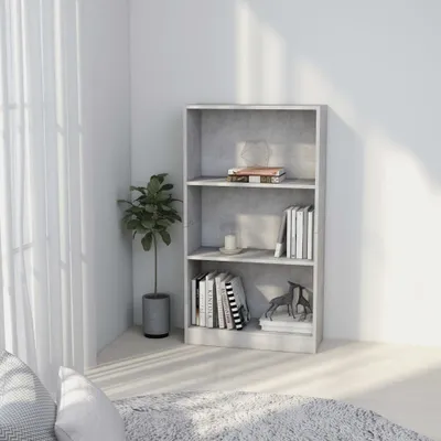 Productafbeelding van Maison Exclusive - Boekenkast met 3 vakken, betonkleur, 60x24x109 cm, houtvezel