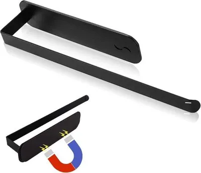 Produktbild von Magnetische Keukenrolhalter aus Stahl, schwarzer Farbe, ohne Bohren, groß, für Küche