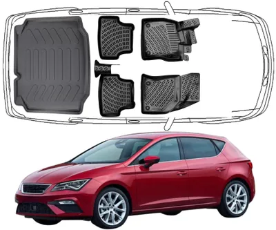 Produktbild von 3D Fußmatten & Kofferraumwanne Auto Set Kompatibel mit SEAT Leon III 2012 - 2020 HB