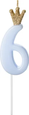 Produktbild von Geburtstagskerze Zahl 6, Hellblau, 9,5 cm