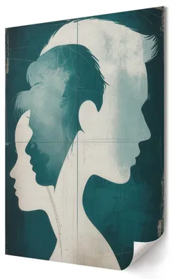 Produktbild von Gesichtsprofile- Kunstdruck A3 (29x42 cm) - Ausdrucksstark, modern- Wandbild für Wohnzimmer Schlafzimmer & Flur, Modernes Poster Wanddeko, Ungerahmt