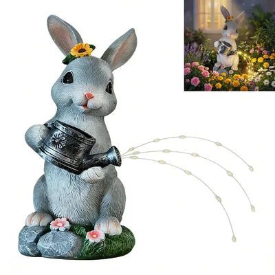 Produktbild von Solar Kaninchen Figur mit Lichterkette | Gartendeko Hase wetterfest | Solarleuchte für Terrasse & Wohnzimmer