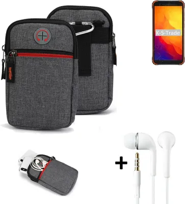Produktbild von K-S-Trade Gürteltaasche + Kopfhörer kompatibel mit Blackview BV4900S Handy Tasche Holster Schutz Hülle Handy Hülle grau Zusatzfächer 1x