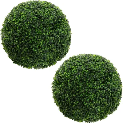 Produktbild von ML-Design 2er Set Künstliche Buchsbaumkugel groß Ø45cm Kunstpflanze UV-beständig Künstliche Pflanzen Deko Fake Plant wie echt Pflegeleichte Dekokugeln