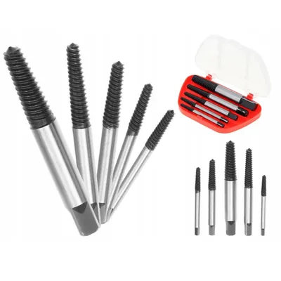 Produktbild von Schraubenausdreher Set 5-teilig – Linksausdreher für beschädigte, festsitzende Schrauben M3–M18, Werkzeugstahl für Werkstatt & Kfz