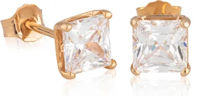 Produktbild von Paar Ohrstecker Vergoldet Weiß Cubic Zirkonia 6mm 5345