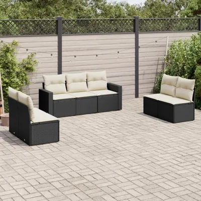 Immagine prodotto di Maison Exclusive - Set da giardino 7 pezzi con cuscini in polyrattan nero