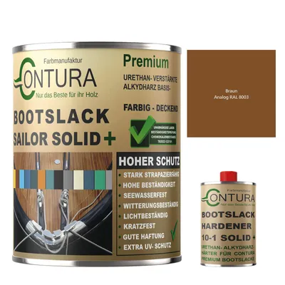 Produktbild von Contura 550ml. 2K Bootslack GLÄNZEND RAL Farbe Yachtlack Holzlack GFK Metall Boot Schiffslack - Braun RAL 8003
