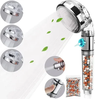 Produktbild von 3 IN 1 Filtration Duschkopf Duschbrause Wassersparend Duschkopf mit Ionenfilter Kalkfilter und 3 Strahlarten mit Stopptaste
