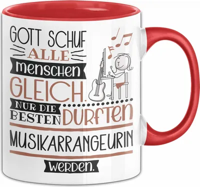 Produktbild von Musikarrangeurin Geschenk Becher Tasse Gott Schuf Alle Menschen Gleich Nur Die Besten Durfeten Musikarrangeurin Werden Geschenkidee Lustig (Rot)