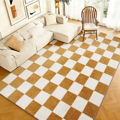 Zdjęcie produktu dla Miękki dywan z wzorem rombów, 140x200 cm, w kolorach beżowym i białym