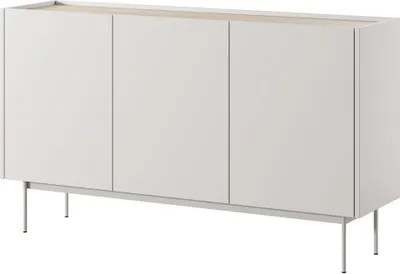 Produktbild von BETTSO Dreitürige Breite Kommode Sideboard mit hohen Metallbeinen COLOR 144 cm Beige Hellbeige