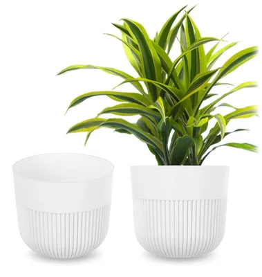 Obrázek produktu pro KADAX květináč Ø 17 cm, květináč s drážkou pro vnitřní i venkovní použití, plastový květináč, květináč pro pokojové rostliny (bílý)