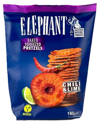 Produktbild von Elephant Baked Squeezed Pretzels Chili and Lime 160g