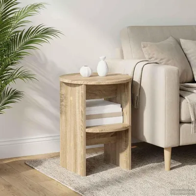 Image de vidaXL Meuble d'appoint, lot de 2, chêne Sonoma, Ø 40 x 50 cm, bois d'ingénierie