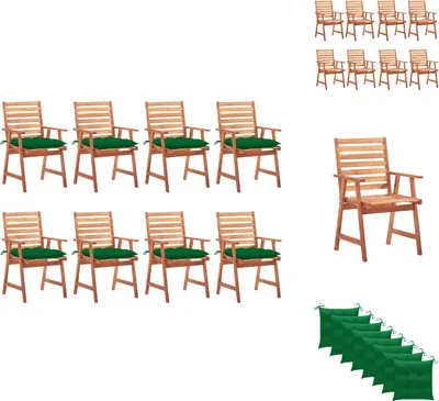 Produktbild von vidaXL Garten-Essstühle 8 Stk. mit Kissen Massivholz Akazie -  Gartenstühle
