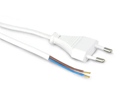 Produktbild von Kabel mit Eurostecker zum Konfektionieren, 1,5 m, Weiß, (2*0,75 mm²) Eurostecker (Typ C, CEE 7/16) > lose Kabelenden