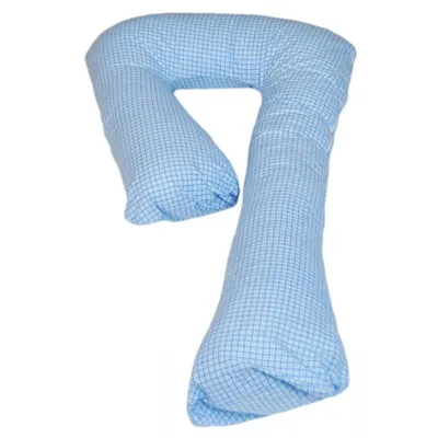 Image de Coussin de naissance à carreaux bleus avant/après la naissance