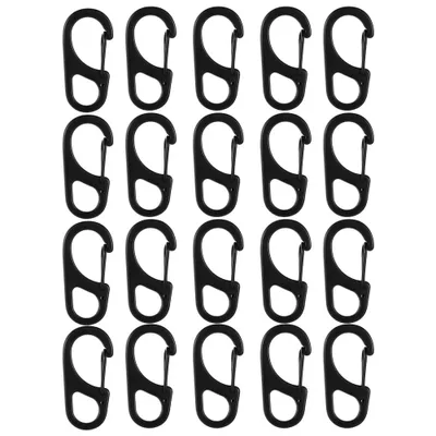 Produktbild von Karabiner Mini Schlüsselanhänger, Titanlegierung Karabinerhaken,  Metall Schnalle Doppelkarabiner, für Wandern, Camping, Reisen,(Schwarz)