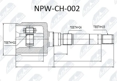 Produktbild von NTY Gelenksatz Antriebswelle Vorne Rechts für CHRYSLER VOYAGER IV (RG, RS) NPW-CH-002