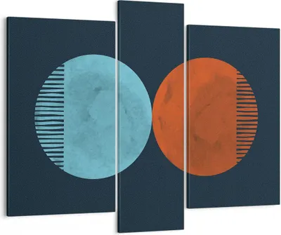 Produktbild von Bild auf Leinwand - Leinwandbild - 3 Teile - Abstraktion Blau Rot - 95x80cm - Wand Bild - Wanddeko - Wandbilder - Leinwanddruck - Bilder - Wanddekoration - Leinwand bilder - Wandbild - CB95x80-4720